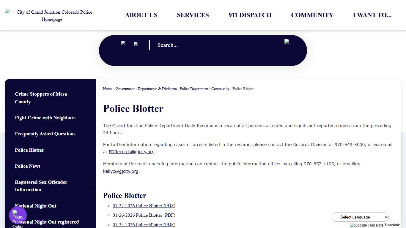 Police Blotter Grand Junction, CO